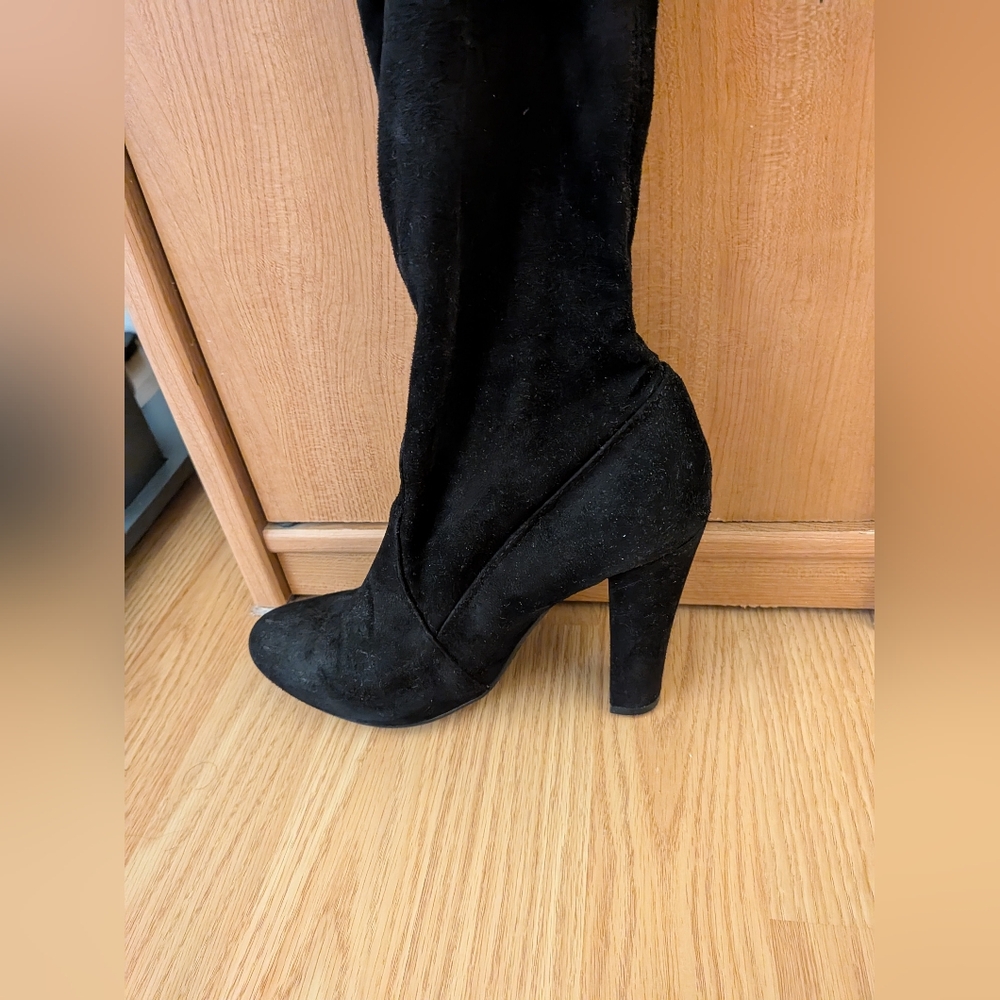 Steve Madden Black Suede Knee-High Boots - Picture 6 of 12
